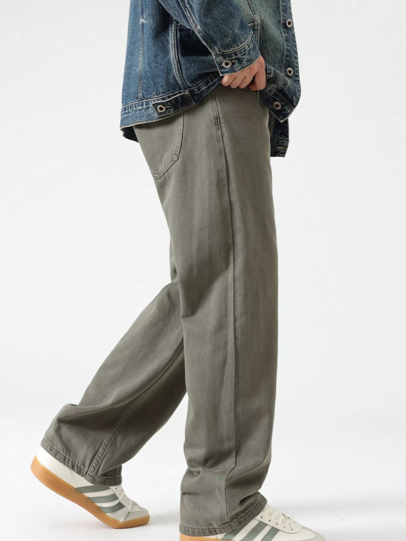 Men's Vintage Wash Wide Leg Jeans - Gray -