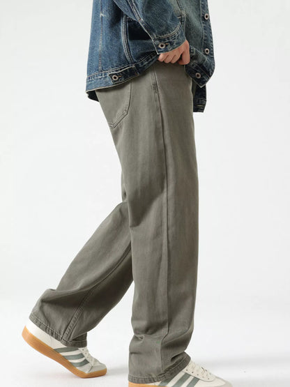 Men's Vintage Wash Wide Leg Jeans - Gray -