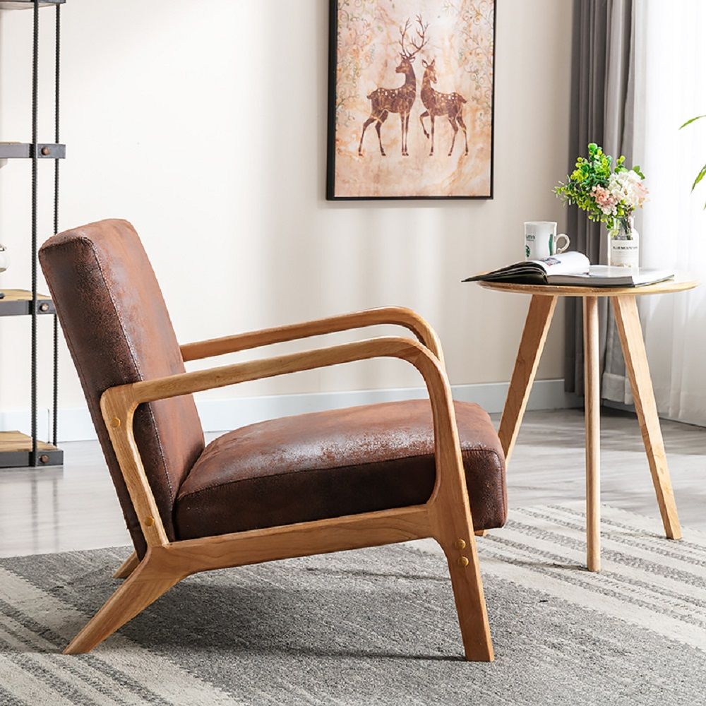 Classic Mid-Century Modern Accent Chairs, Open Framed Armchair With Cushioning- Unique Piece Furniture- {{Product type}}