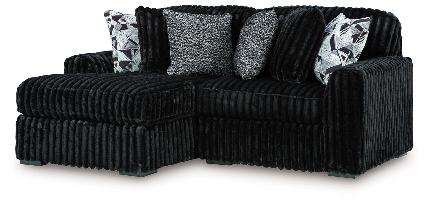 Midnight-Madness - Sectional - Black 2 Pc. Left Arm Facing Corner Chaise Sectional - Stationary Sectionals