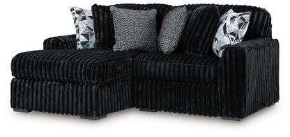 Midnight-Madness - Sectional - Black 2 Pc. Left Arm Facing Corner Chaise Sectional - Stationary Sectionals