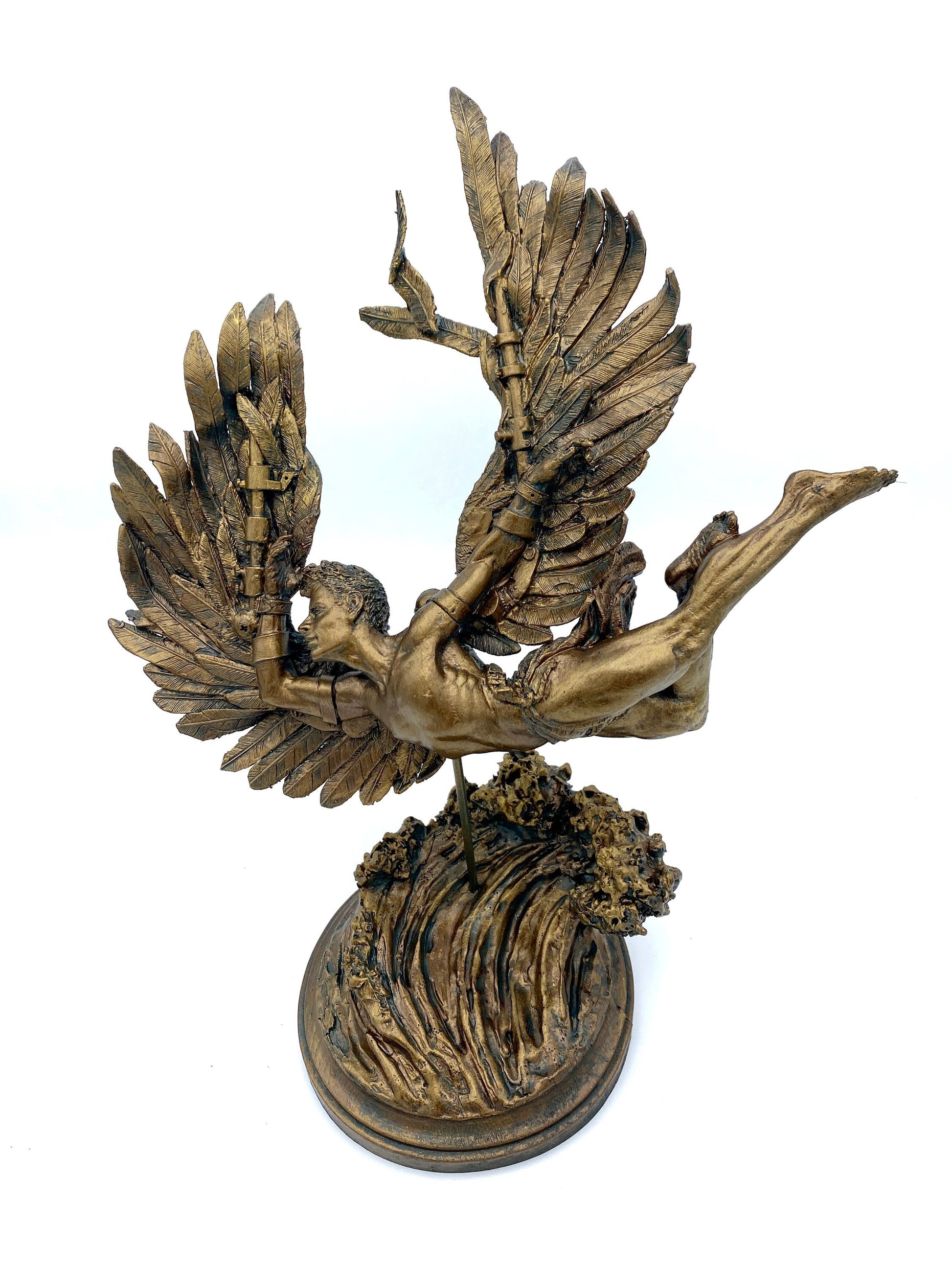 Flight of Icarus/ Fallen Angel Statue, Hand Painted Resin | Mythological Character Figurine | Myths and Legends Statue |Fantasy Art Decor - -