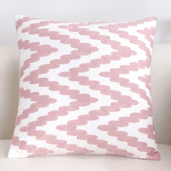 Solid Color Geometric Cushion Cover, Pink Decorative Sofa Cushion Cover