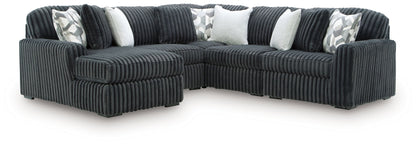 Midnight-Madness - Sectional - Dark Gray 5 Pc. Left Arm Facing Corner Chaise Sectional - Stationary Sectionals