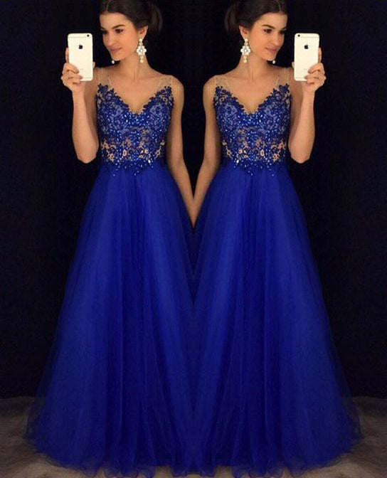 Sophisticated Blue Maxi Gown - Special Occasion Wear - - dress