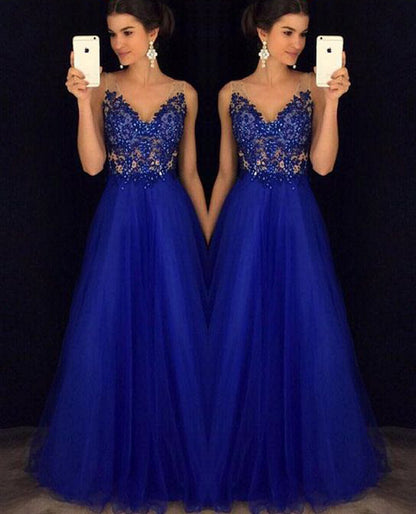 Sophisticated Blue Maxi Gown - Special Occasion Wear - - dress