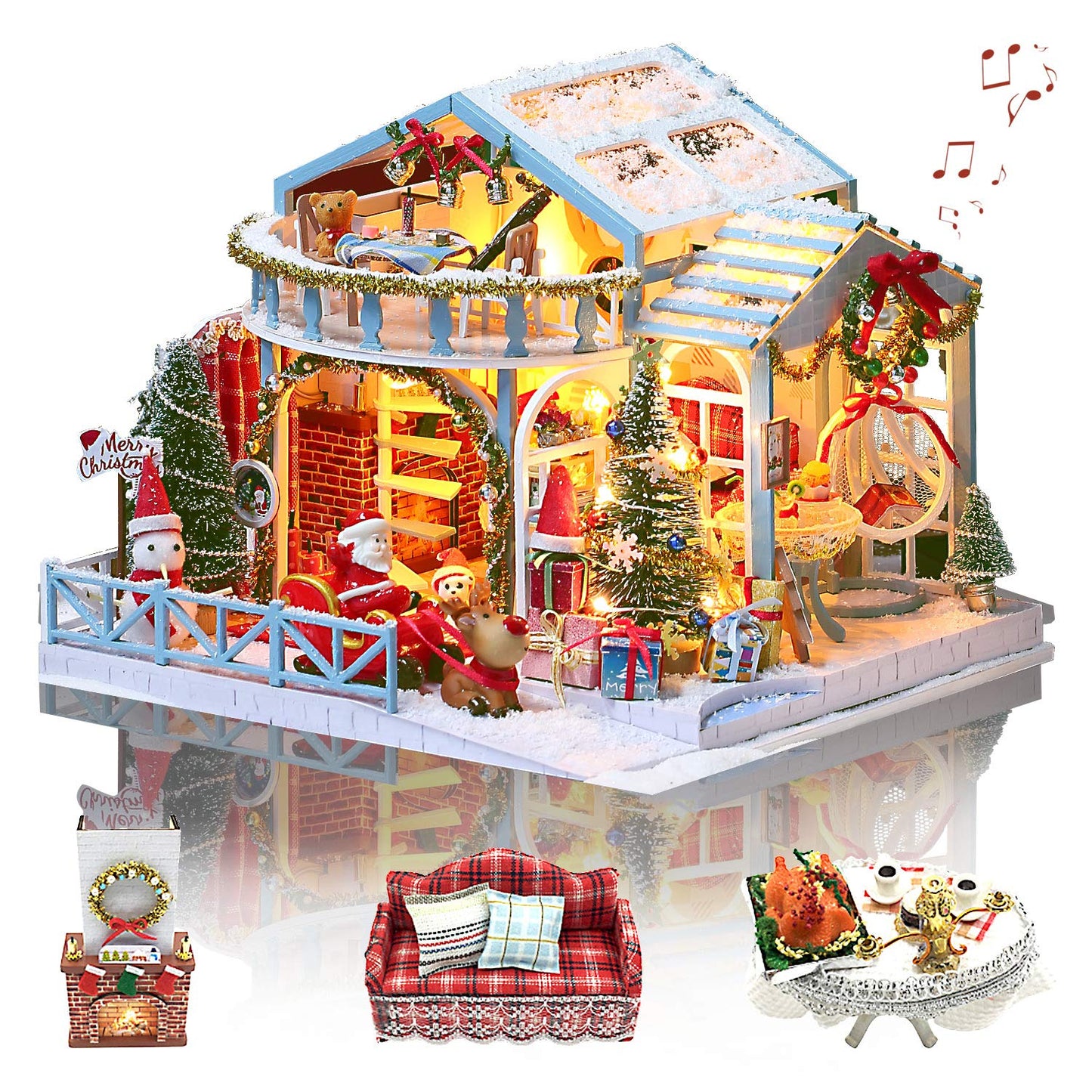 GuDoQi Craft Miniature Dollhouse Kit with Sound - Multicoloredc - mini dollhouse