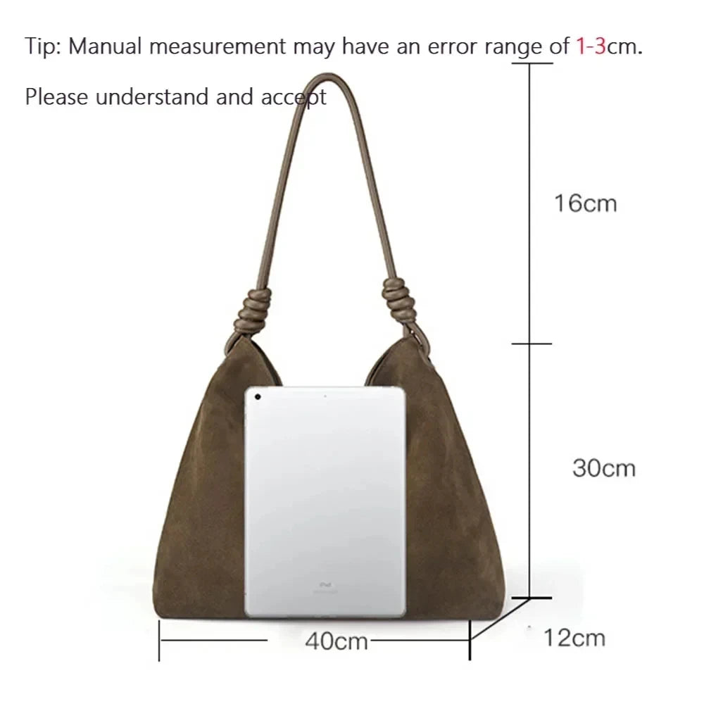 Womans Suede Leather Soft Bucket Bag