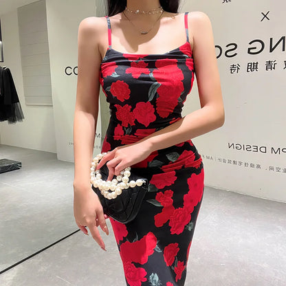 Fashion Floral Print Dress Maxi Dress