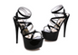 Strappy High Heels with Stiletto Design - Black 45 - heels