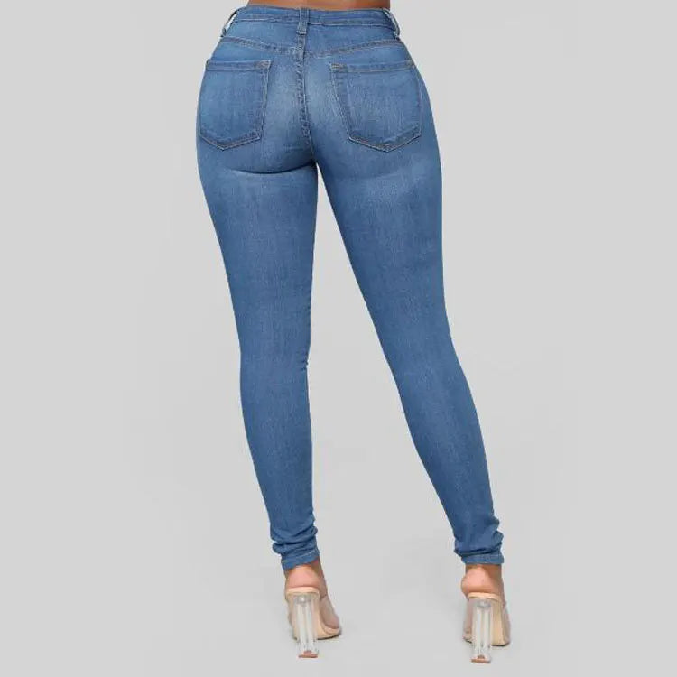 Ladies Denim High Waist Stretch Pencil Jeans