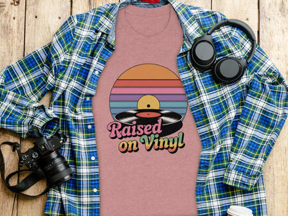 Raised On Vinyl Vintage Retro Style Design Graphic T-Shirt- Cloud 16 Clothing Co.- {{Product type}}