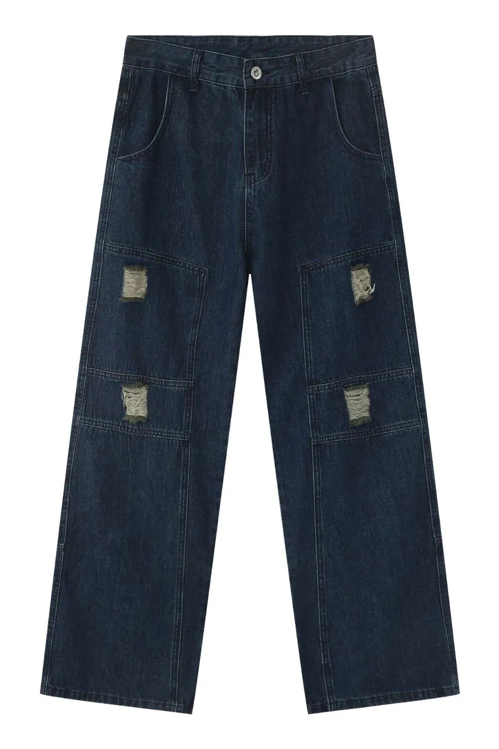 Men's Distressed Jeans with Pockets - -