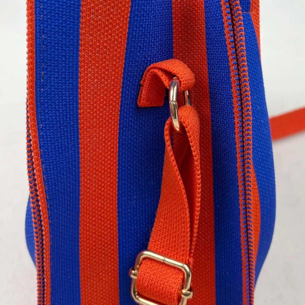 Striped Adjustable Strap Crossbody Bag - -