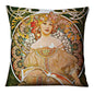 Vintage Art Nouveau Cushion Cover Linen Throw Cushion Pillow dark green