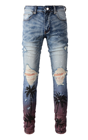 Artistic Paint Splash Torn Jeans - - jeans