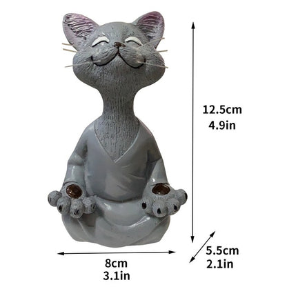 Zen Cat Buddha Statue - Grey - statues