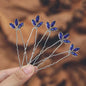 Casdre Sparkling Bridal Hair Pins Crystal Wedding Accessory 5-Pack Blue - B Blue - hair clip