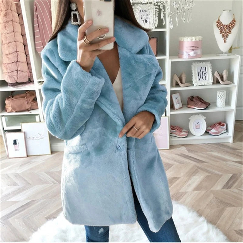 Winter Casual Long Faux Fur Coat