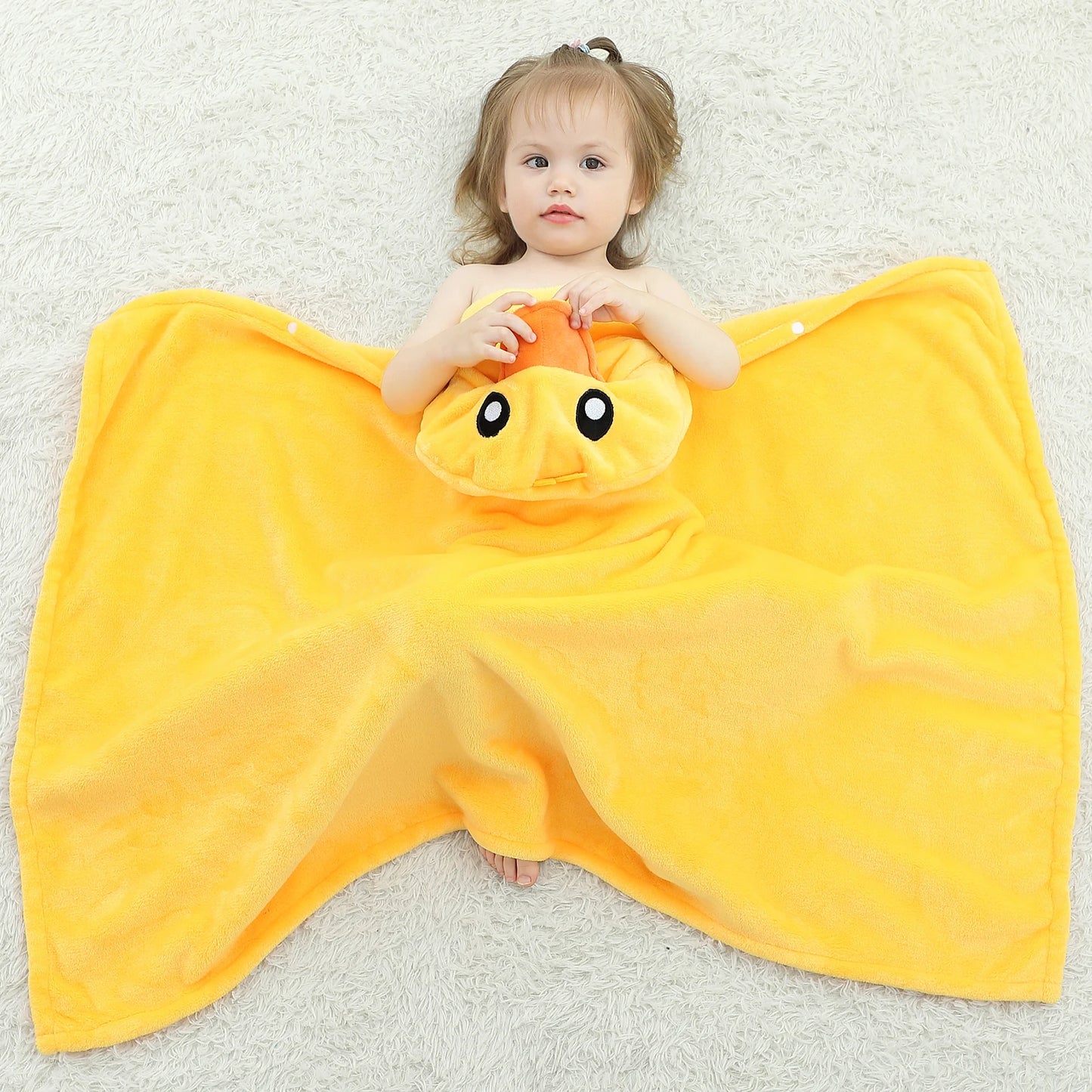 Michley Autumn Duck Animal Fleece Cartoon Hooded Blanket