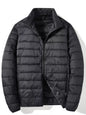 Men's Plus Size Lightweight Zip Up Puffer Jacket - Black -