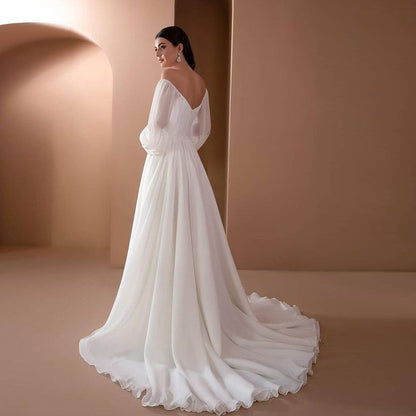 Elegant White Off Shoulder Ruched Gown - - dress