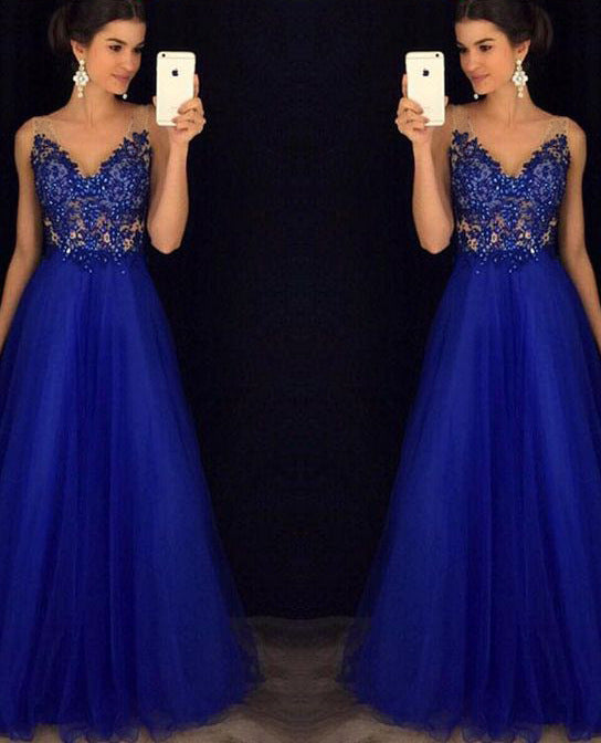 Sophisticated Blue Maxi Gown - Special Occasion Wear - - dress