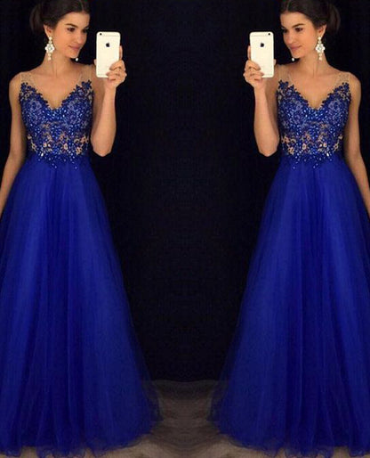 Sophisticated Blue Maxi Gown - Special Occasion Wear - - dress