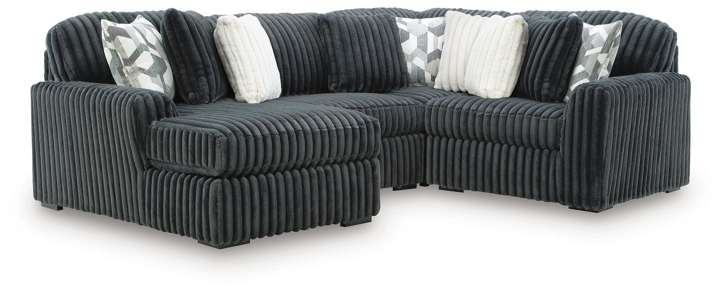 Midnight-Madness - Sectional - Dark Gray 4 Pc. Sectional With LAF Corner Chaise And Armless Chair - Stationary Sectionals