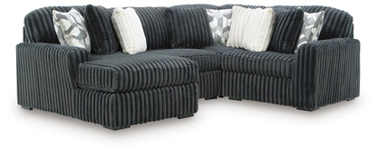 Midnight-Madness - Sectional - Dark Gray 4 Pc. Sectional With LAF Corner Chaise And Armless Chair - Stationary Sectionals