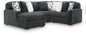 Midnight-Madness - Sectional - Dark Gray 4 Pc. Sectional With LAF Corner Chaise And Armless Chair - Stationary Sectionals