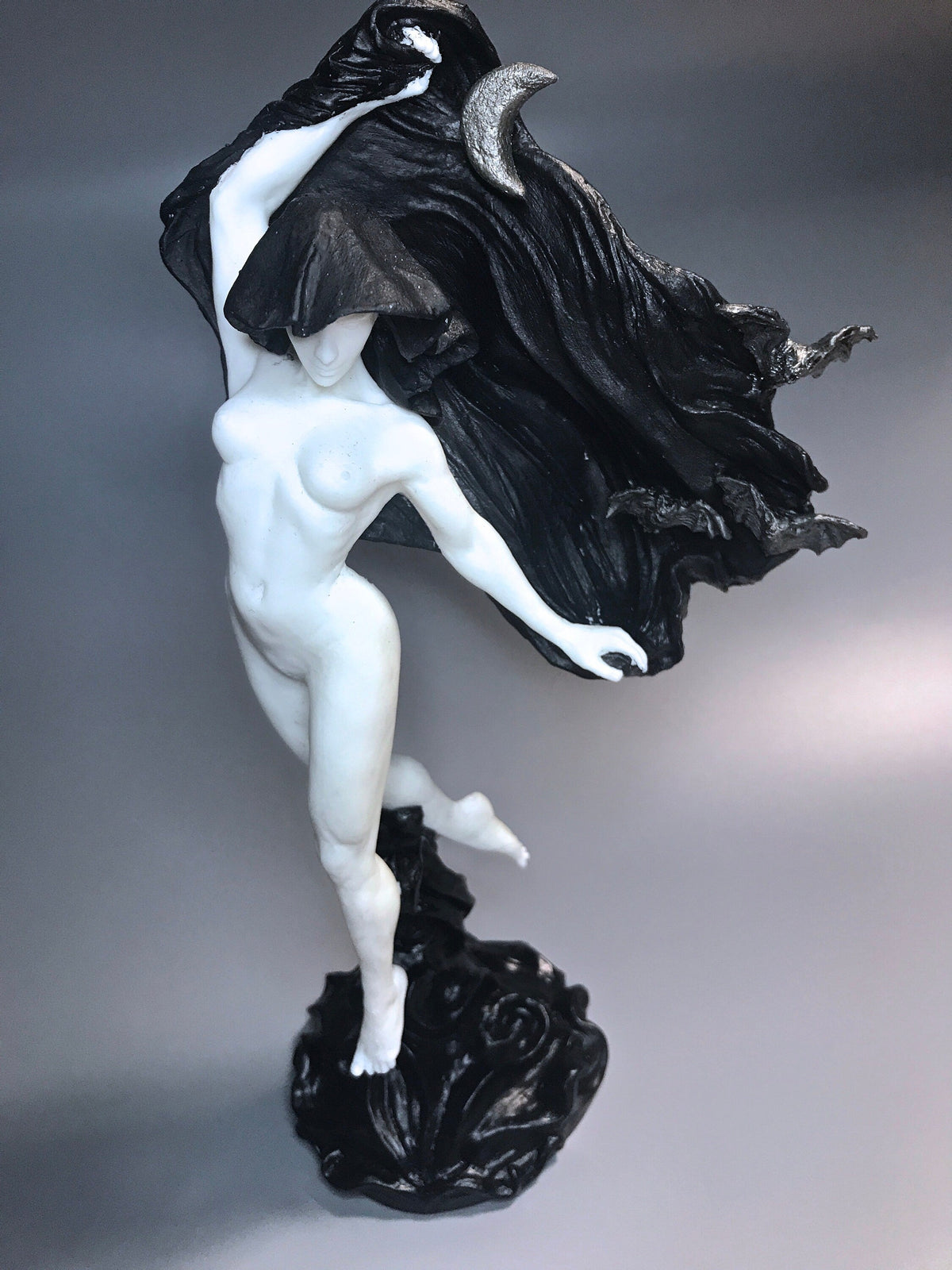 Nyx, the Goddess of the Night Statue, B&W Finish | Mythological Deities Figurine | Myths and Legends Character| Mythic Art for Gothic Decor - -
