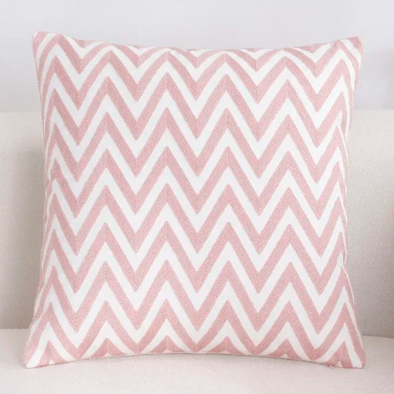 Solid Color Geometric Cushion Cover, Pink Decorative Sofa Cushion Cover