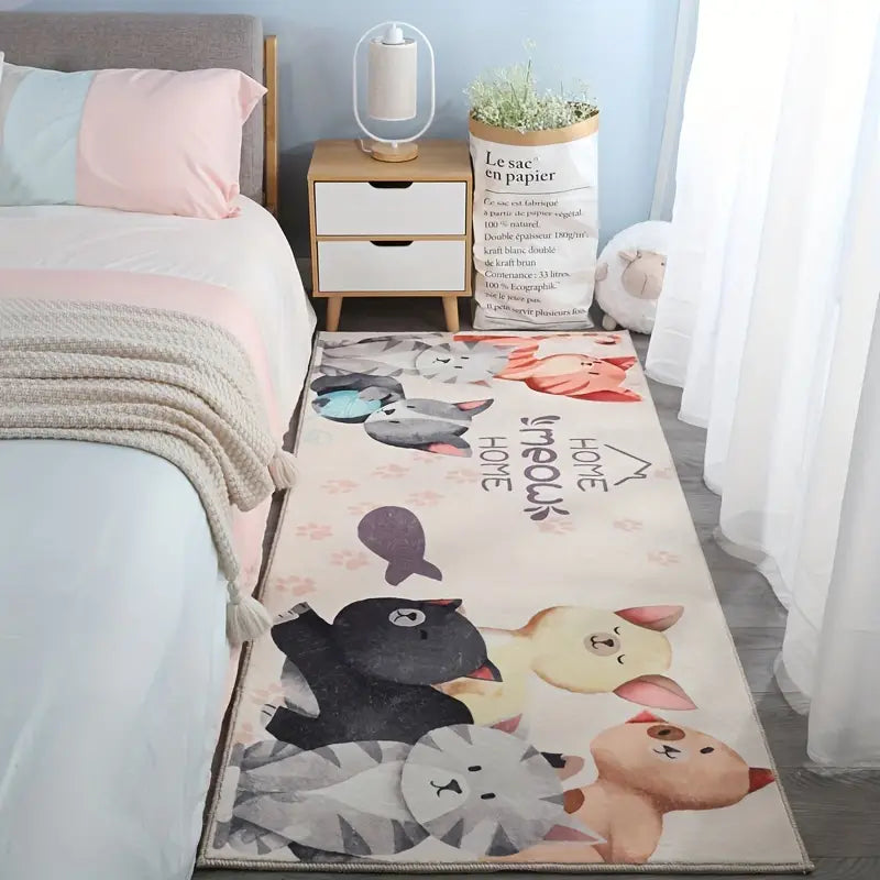 Modern Minimalist Faux Cashmere Bedroom Rug - Kia Day Design