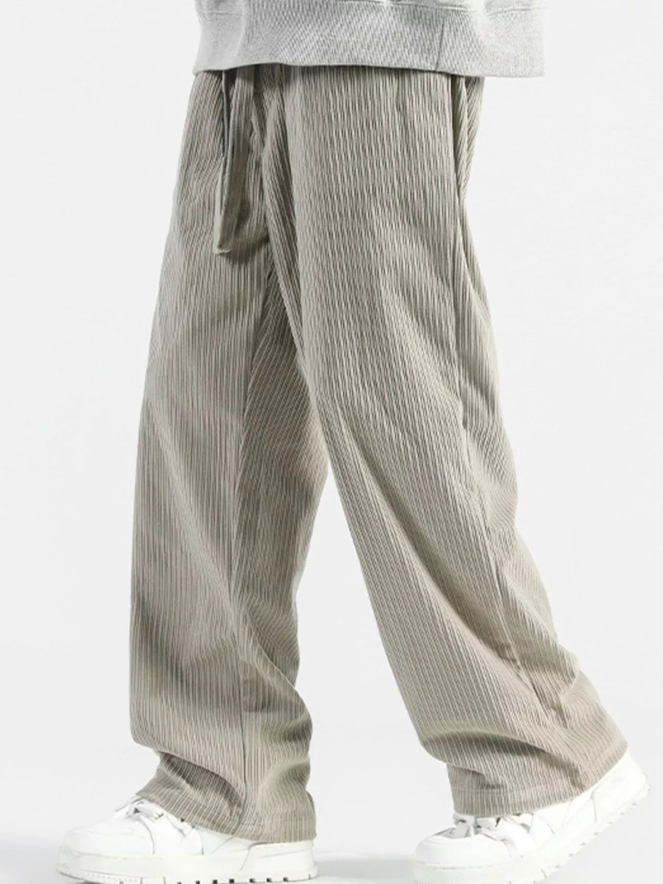 Men's Plus Size Casual Drawstring Wide Leg Pants - -