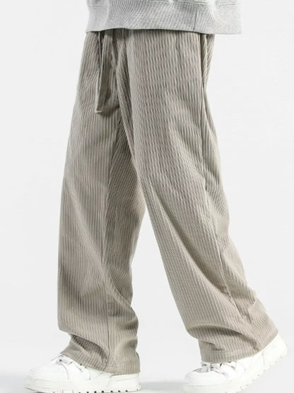 Men's Plus Size Casual Drawstring Wide Leg Pants - -