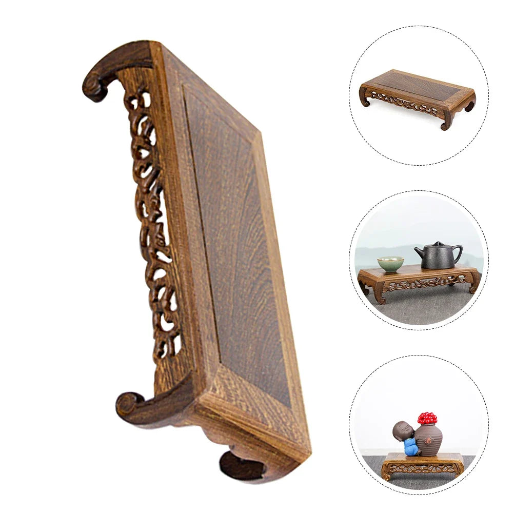 Rectangular Chinese Wood Base Display Stand for Carved Vase, Teapot, Bonsai - -