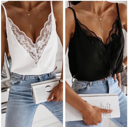 Backless Chiffon Halter Top with Spaghetti Straps - - Women's Fashion - Women's Clothing - Tops & Tees - Tank Tops