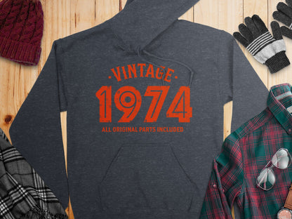 Vintage 1974 All Original Parts Included Design Hoodie- Cloud 16 Clothing Co.- {{Product type}}