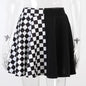 Checkerboard Gothic Punk Skirt – Grommet Chains & Contrast Panels - Multicolor - Skirts
