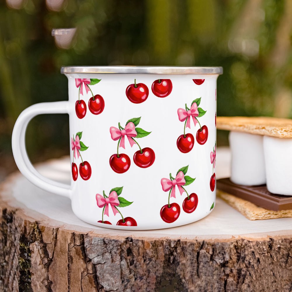 Cherry Bows Camp Mug - - mug