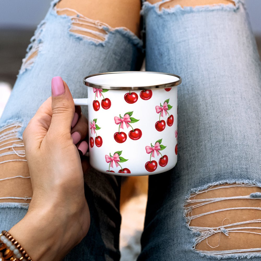 Cherry Bows Camp Mug - - mug