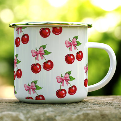Cherry Bows Camp Mug - - mug