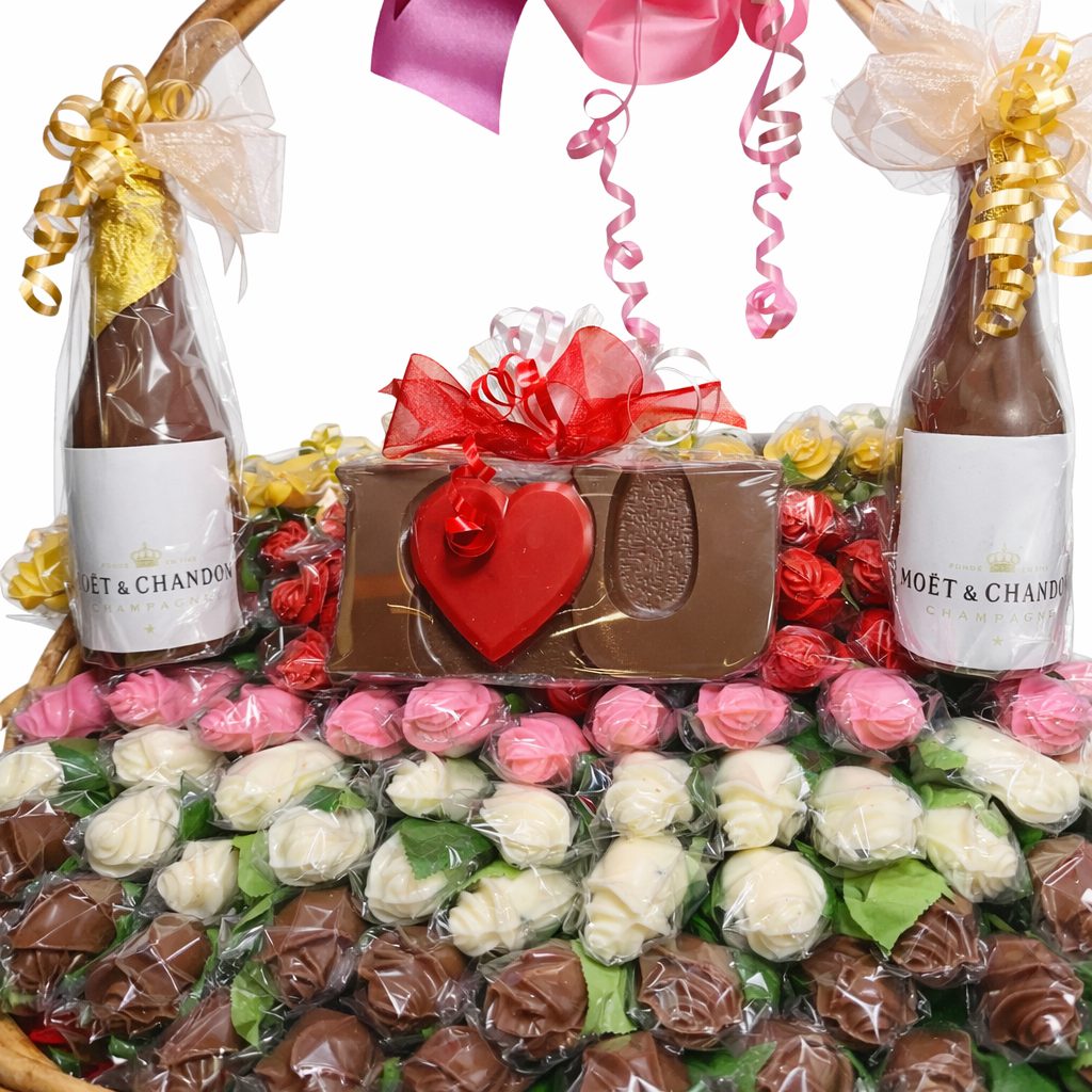 Chocolate Rose Statement Basket - - Chocolate Roses