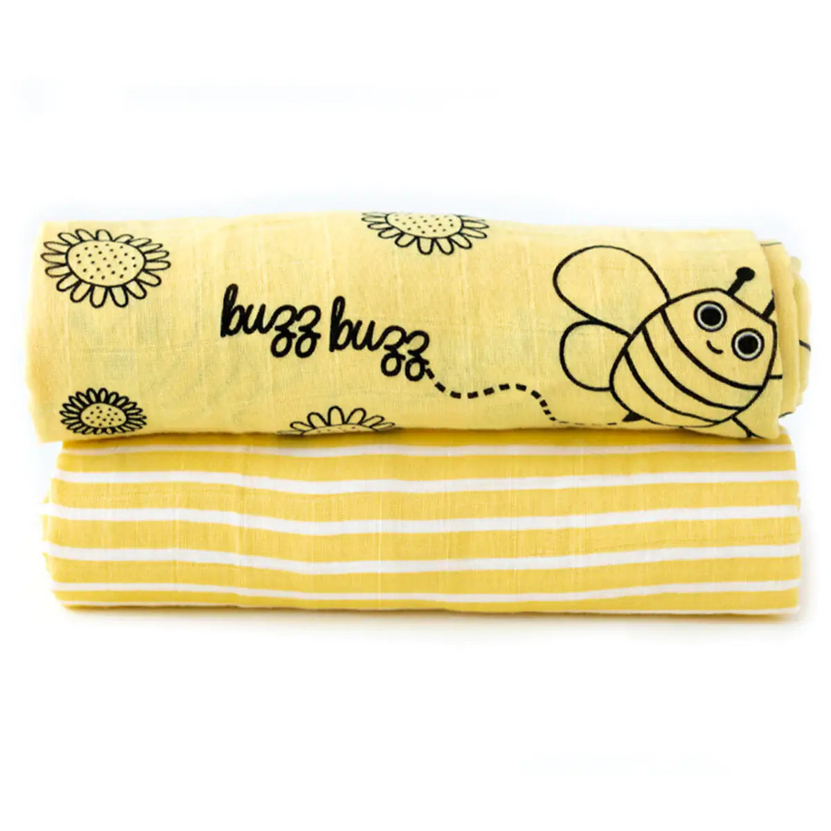 Milk&Moo Set of 2 Buzzy Bee Baby Muslin Swaddle Blanket