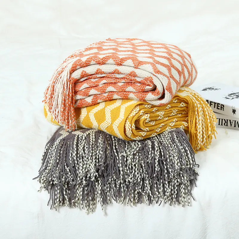 Nordic Style Knitted Sofa Blanket for Office Naps Kia Day Design