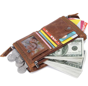 Men's Short Wallet - Anti-Theft Genuine Leather Design