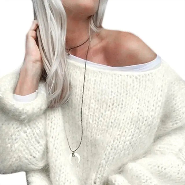 Women's Chunky Knitted Fluffy Pullover Tops