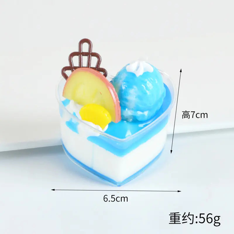 Miniature Faux Cupcake and Dessert Fridge Magnets - (Heart-shaped plastic box) blueberry blue-single without packaging - magnets