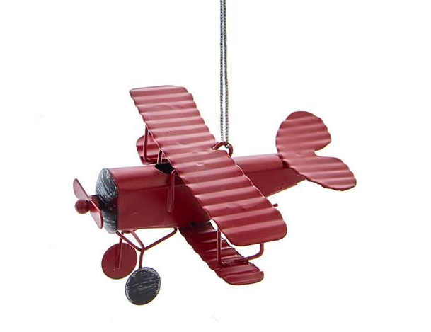 Metal Biplane Ornament - - Radiant Red - Christmas >> Ornaments >> Vehicles